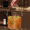 Champagne Cooler Bucket Ice with Faux Leather Handle Thickened Plastic Beer Wine Outdoor Picnic for Party Clear Beverage Container Picnic,