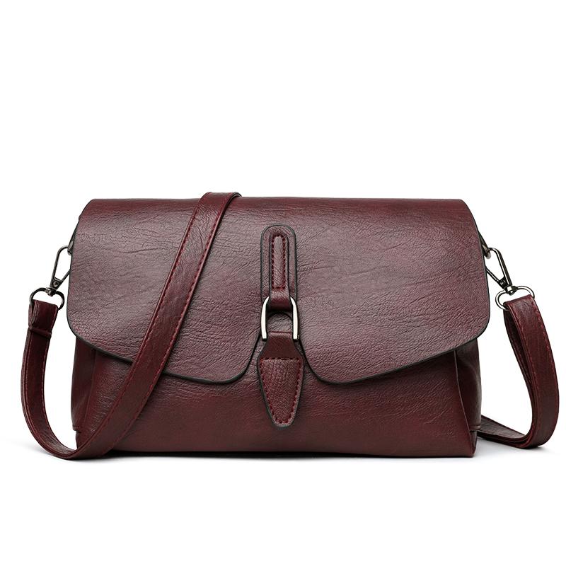 Genuine Brand Soft Pu Leather Shoulder Messenger Bag Women's Solid Color Crossbody Bag Purses and Handbags Ladies Sac A Main