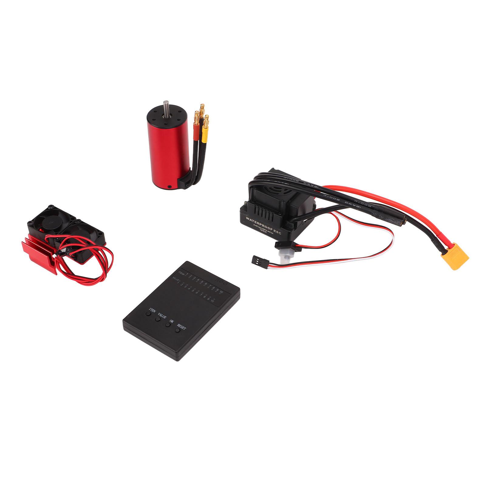 

S3670 2150KV Brushless Waterproof Motor with XT60 Plug 120A ESC Dual Fan Motor Radiator Programming Card Set for HSP 1/8 RC Crawler Car