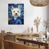 Van Gogh-Style West Highland White Terrier (Westie) Dog - Hand-Painted-Look No Framed Canvas Art