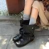 Bow Belt Buckle Pleated Piled Boots Women's Autumn and Winter New Versatile Trend Temperament Fashion Boots