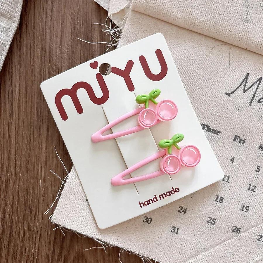 2pcs/set Creative Design Fruit Kids Girl Hair Clip Cartoon Peach Strawberry BB Clip for Toddler Kawaii Headwear Hair Accessories