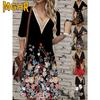 Abiti casual con scollo a V a maniche corte primavera estate moda donna