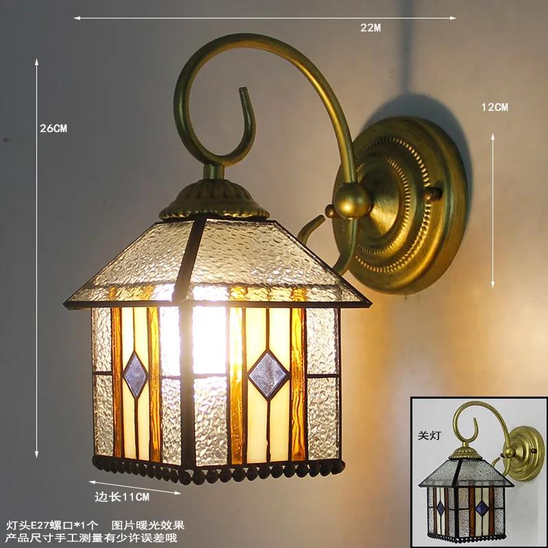 European-style Retro Aisle Corridor Balcony Bedside Glass Wall Lamp Tiffany Stained Glass Pastoral Mirror Front Lighting