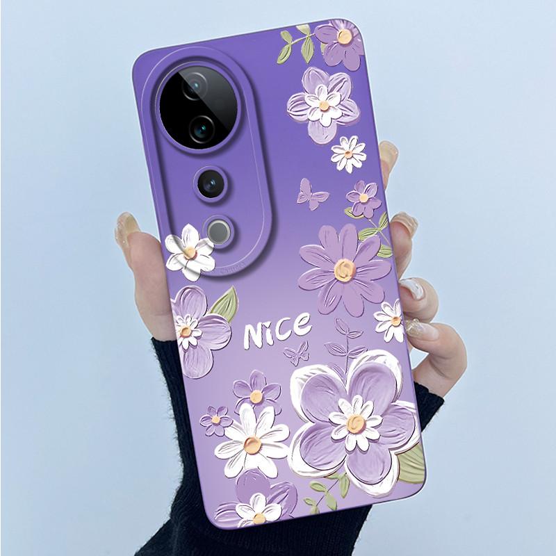For Vivo V40 Case Vivo V40 Pro V40e Phone Case Vivo iQOO Z9S 5G Fashion Simplicity Flower Shockproof Shell Protection Back Cover