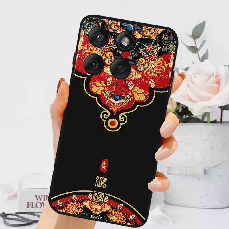 3D Emboss Cases For Edge 60 Fusion / Edge 60 Pro Relief Embossed Retro Silicone Back Cover For Edge 60 Stylus Black Funda 60 Pro