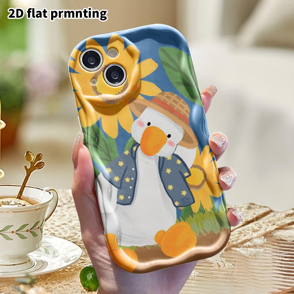 Phone Case: 2D Flat Design Suitable for iPhone 18 17 16 15 14 13 Pro Protective Case, Straw Hat Big White Goose, Perfect Christmas and Halloween Holid
