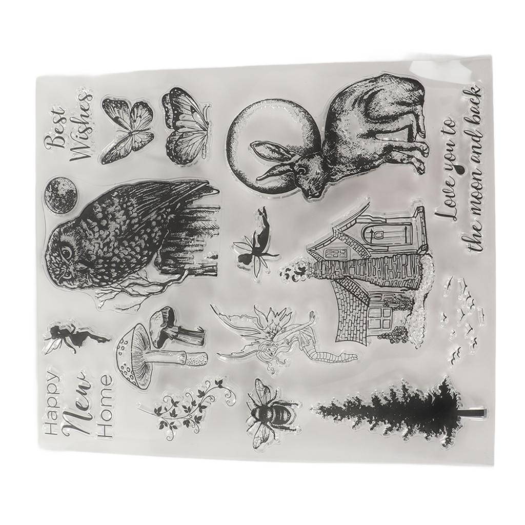 Şeffaf Damgalar Şeffaf Baskı Peri Baykuş Tavşan Peri Çoklu Desenler Kart Yapımı için Şeffaf Damga