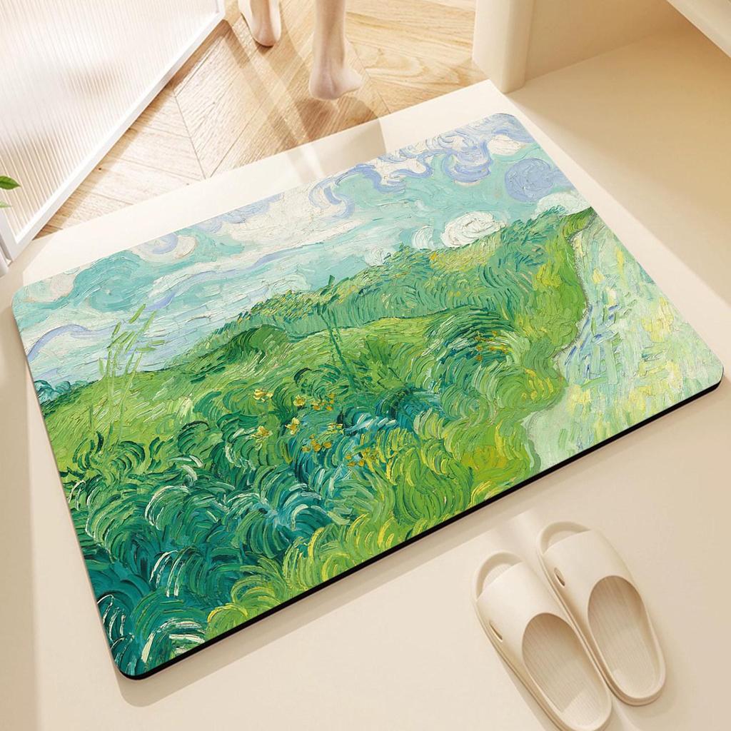 Cross-border Oil Painting Style Non-slip Diatomaceous Earth Bathroom Mat