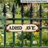 2D Flat, 1pc Retro Aluminum Wall Art Logo-ADHD Ave" Humorous Decoration Brand, Suitable for Home, Office, Men's Nest, Kitchen, Farmhouse, Bathroom