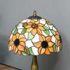 Stained Glass Table Lamp, Handmade Antique Bedside Lamp for Bedroom, Living room, Home, Nightstand, Decorative Night Light, Orange Sunflower