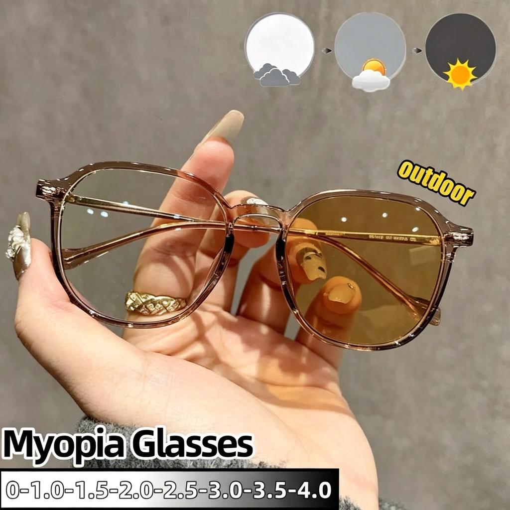Photochromic Myopia Glasses Anti Blue Light Transition Eyeglasses Light Sensitive Nearsighted Spectacles Diopters -0 To -4.0