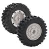 2PCS 1.9 Inch Metal Wheel Rims Hubs and 96mm Rubber Tires Set for Tamiya CC01 D90 RC CarSilver