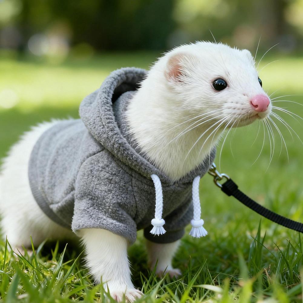 Set Pettorina e Guinzaglio per Furetto Cappotto Caldo Invernale e Set Pettorina e Guinzaglio a Prova di Fuga Regolabile per Viaggi all'Aperto dell'Animale Domestico