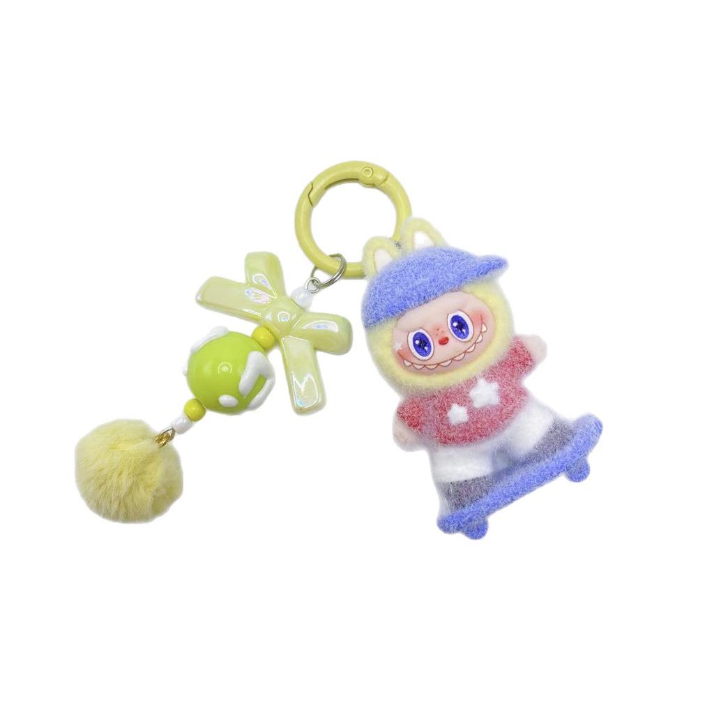 Flocking Skateboard Cute Doll Creative Gift Desktop Small Ornament Pair Touch Blind Bag Keychain