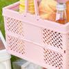 Folding Picnic Basket Stackable Storage Box Plastic Grocery Shopping Basket with Handles for Outdoor Home