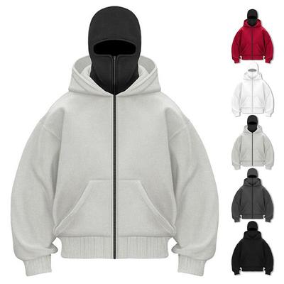 Unisex Double-Layer Hooded Zipper Sweatshirt: Loose Fit, Street Style, Pockets
