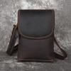 7.5" Leather Phone Pouch phone bag men wear leather belt mobile phone fanny pack for shoulder bag holster leather Mini Men's bag