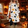 Women's Casual Printed Long Sleeve Neck Dress for Daily Wear
