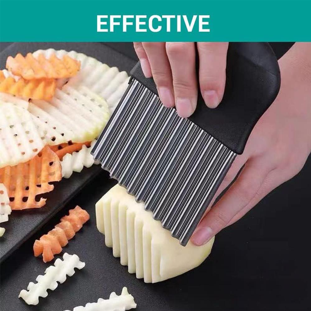 1× Stainless Steel Large Crinkle Cutter Wavy Chopper For French Fry Slicer
