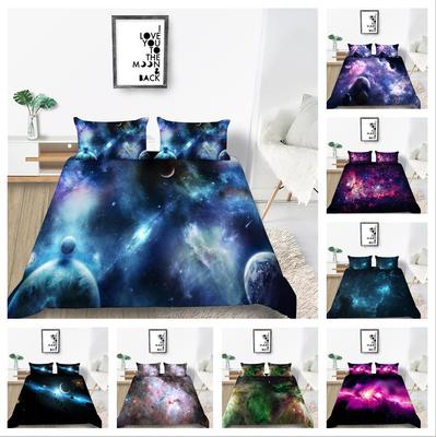 3D Planet Bedding Single Double Bed Full Size 3D Microfiber Universe Printing Pillowcase and Quilt Cover 2/3 Comfortable Home Decoration Gift