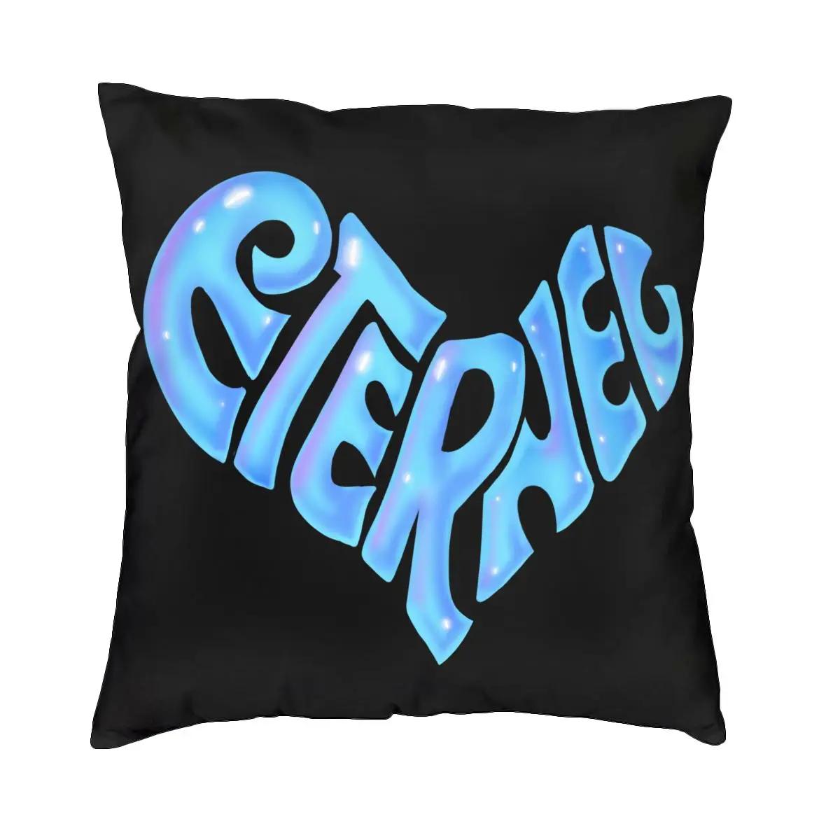 

Blue Love Heart Lettering Pillowcase Printing Polyester Cushion Cover Gift Pillow Case Cover Home Zippered 66x66cm
