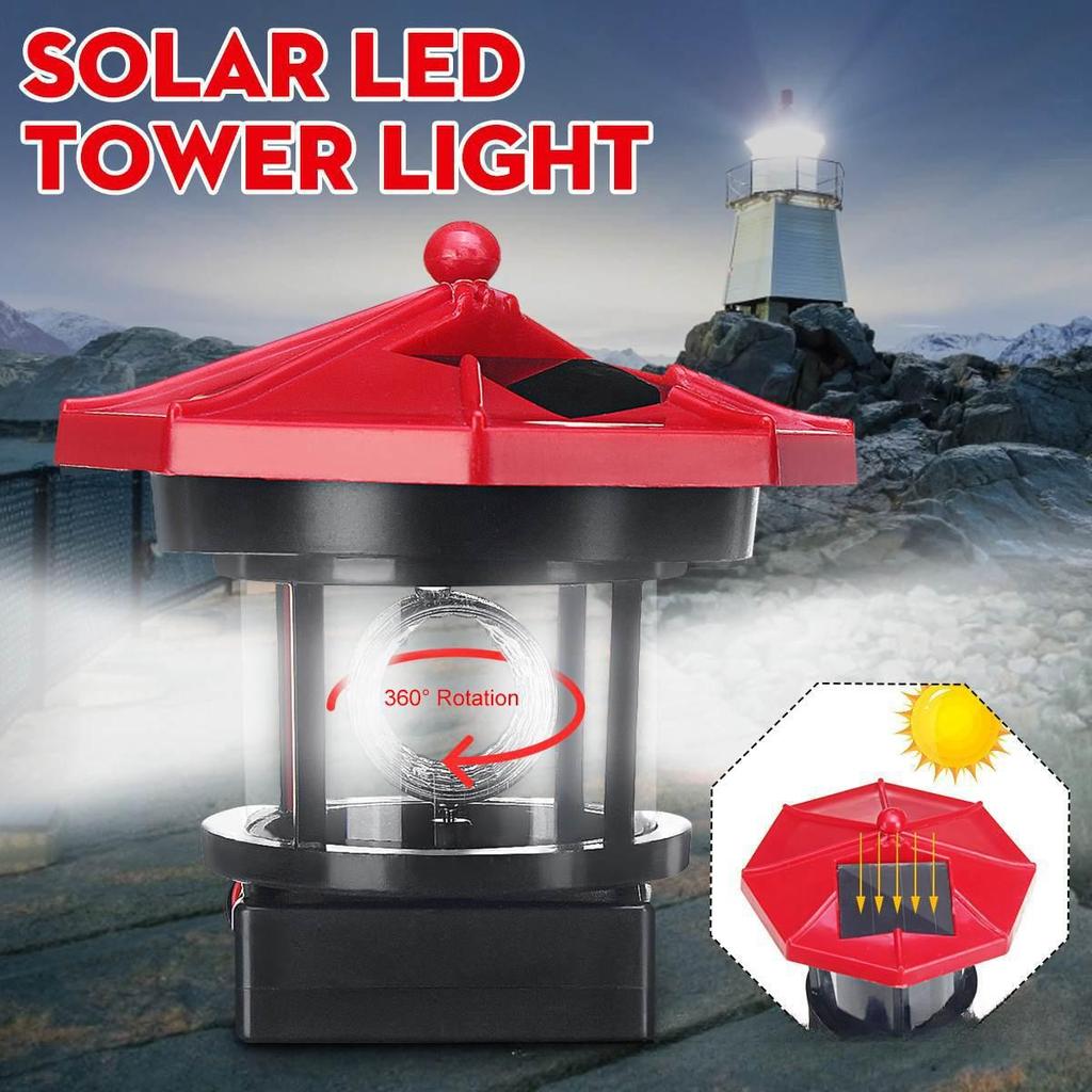 1 szt. LED Solarny Żywiczny Obrotowy Latarnia Morska Zewnętrzny Ogród Ogrodowy Dekoracyjne Światło Krajobrazowe Światło na Trawę