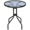 Bistro Coffee Table Outdoor Tempered Glass Top Table Garden Round Dining Table - 60cm Diameter