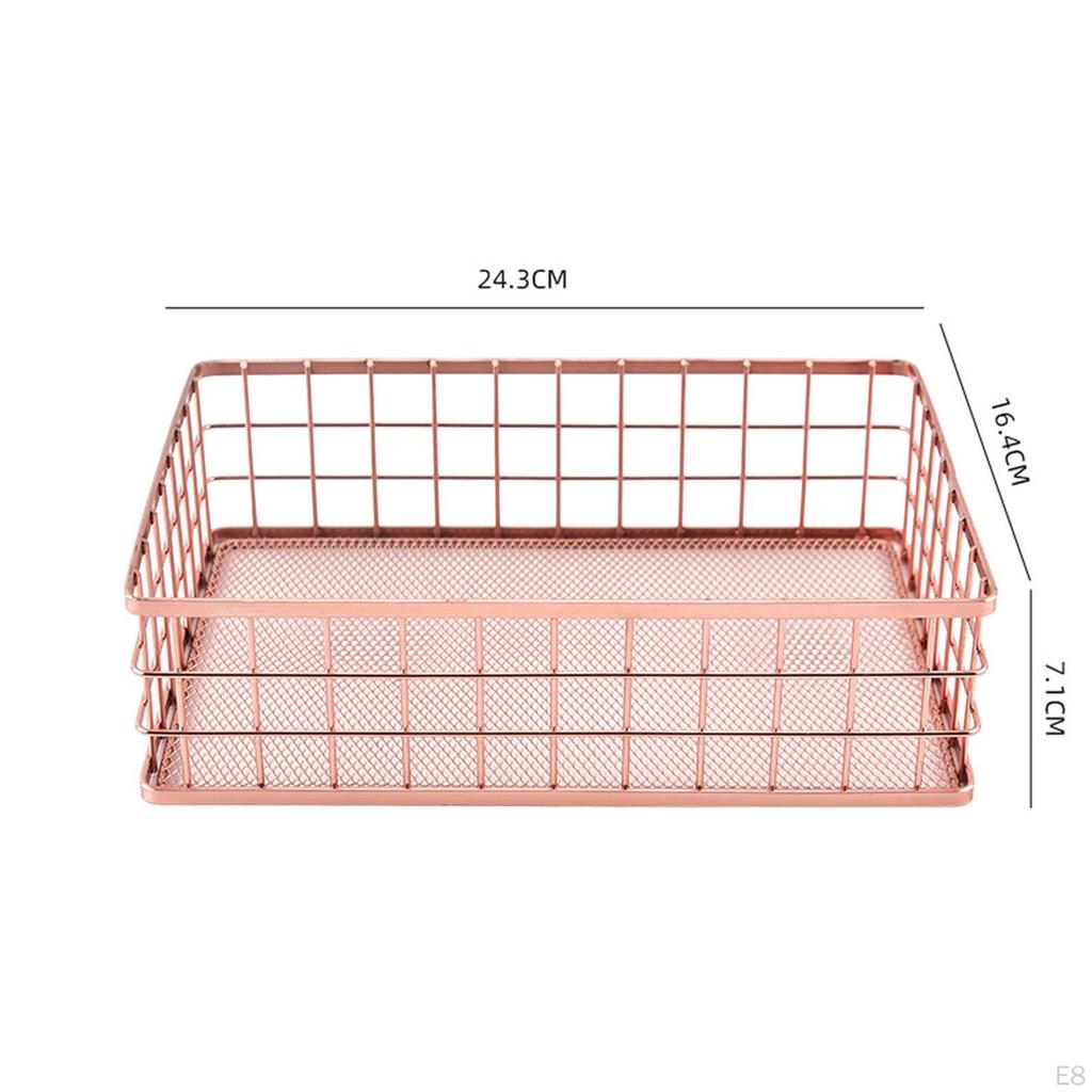 Desktop Iron Storage Basket, Metal Wire Fruit Basket,Multi Purpose for