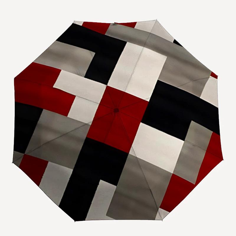 

1pc Geometric Design Umbrella - Portable Home Essential, Durable Iron Frame with Rod Structure, Fashion Lovers yy250910041