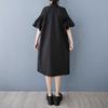 Spring and Summer Stand-up Collar Dress with Lotus Leaf Sleeves Shirt Dress