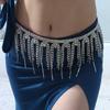 Crystal Studded Gold Silver Belly Dance Belt Adjustable Body Jewelry Tassels Body Jewelry