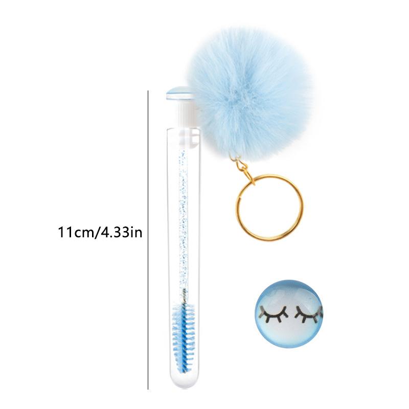 Eyelash Brush Tube With Pompom Lash Extension Makeup Brush Dustproof Eyebrow Comb Beauty Tools