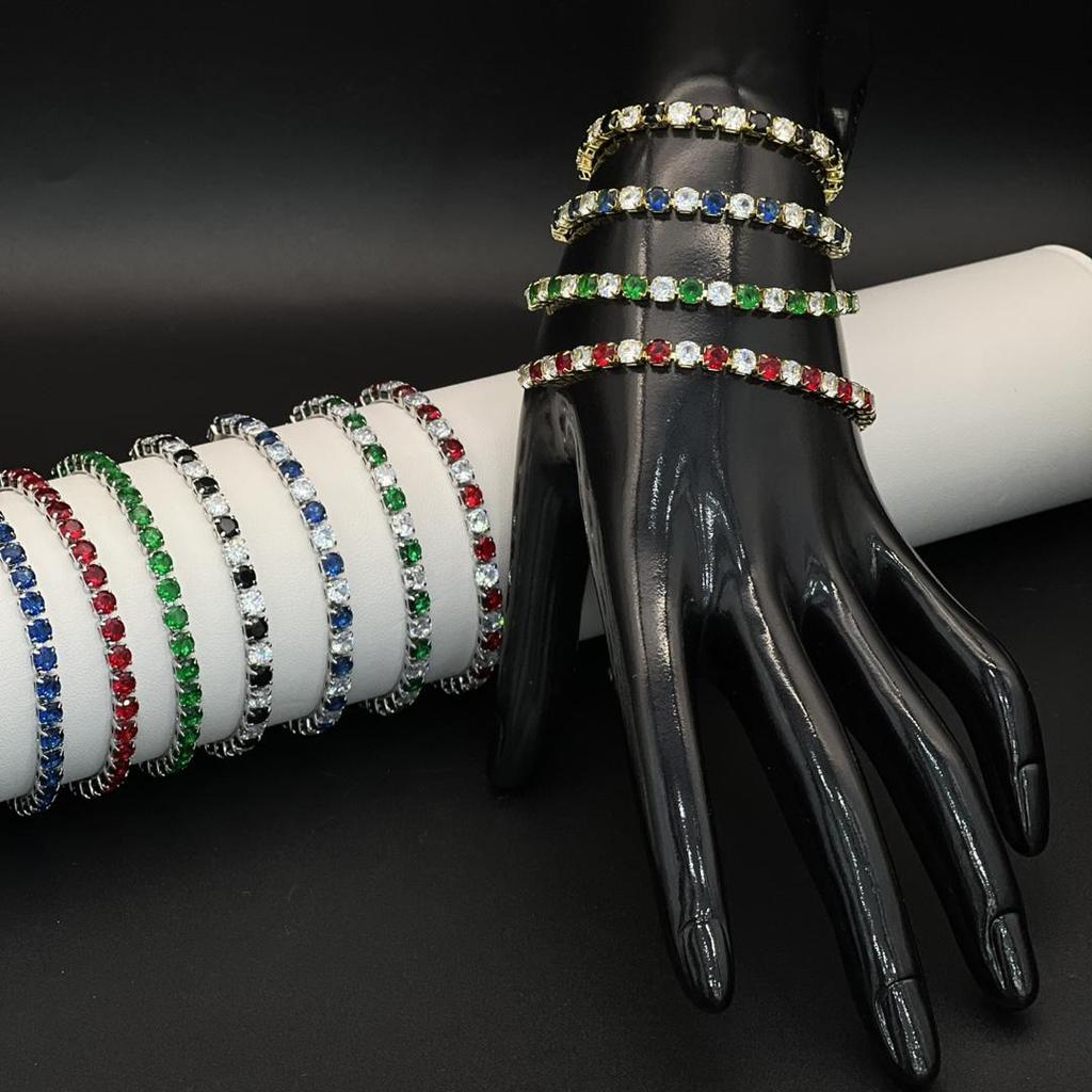 Elegant Women’s Colored Zircon Gold-Plated Tennis Bracelet