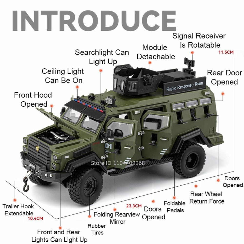 Scale 1:24 Sabertooth Car Model Toy Doors Opened Pull Back Metal Diecast Shock Absorption Armored Vehicles Desktop Ornaments