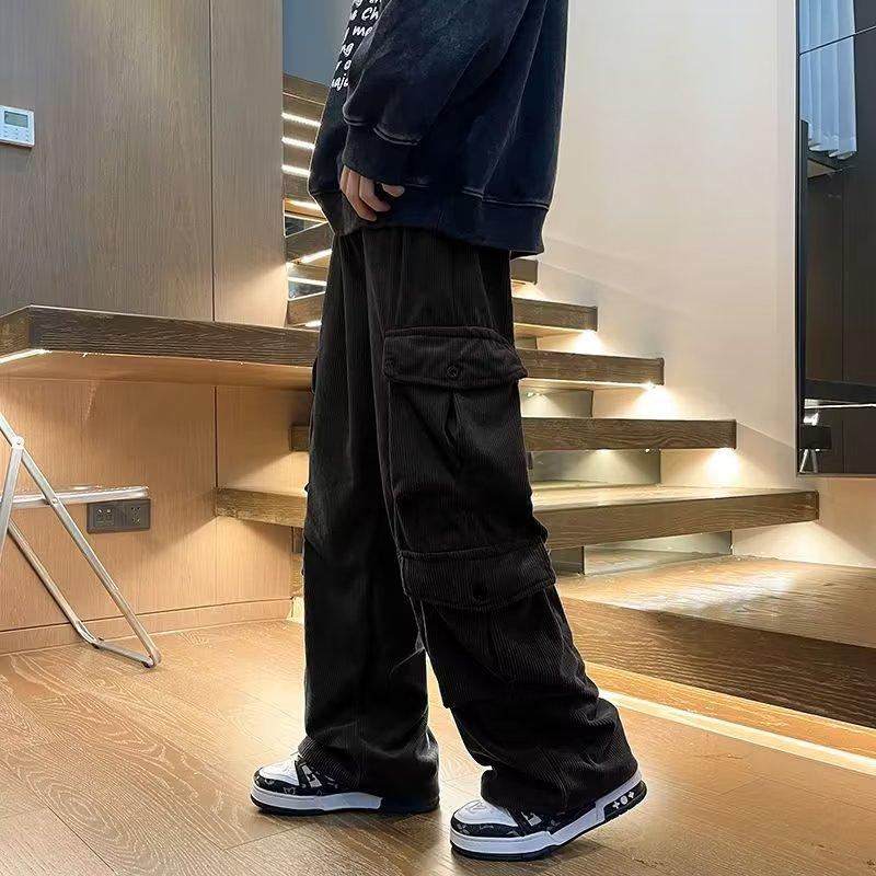 Pants Men's Spring and Autumn Trend Trendy Brand Retro Japanese Tooling Loose Straight Wide-leg Casual Trousers