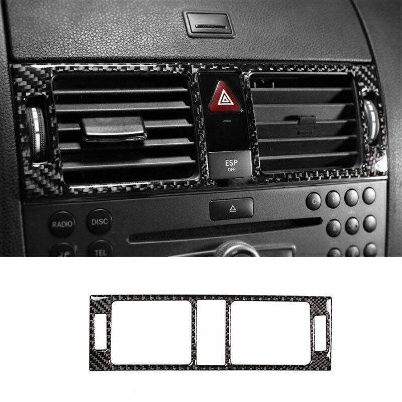 Real Carbon Fiber Middle Console Air Outlet Vent Trim For Benz C-Class 2007-2014
