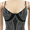 X5633 Strass-Spaghettiträger Fransen Bandagekleid - Sexy Ärmelloses Minikleid