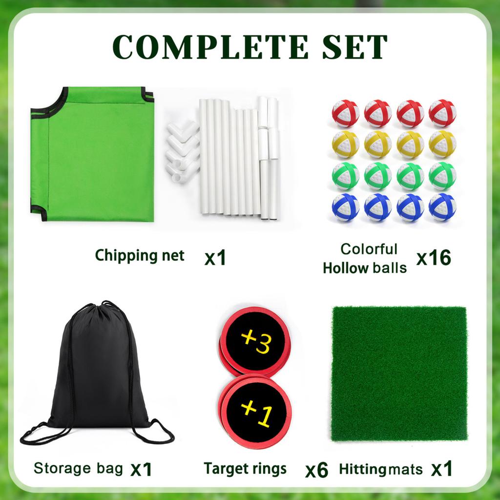 Yousheng Hinterhof Golfspiel Set mit 16 Golfbällen Puttingmatte Gelegentliches Heim-Golf Chipping Übungsspiel für Erwachsene Väter Outdoor Indoor
