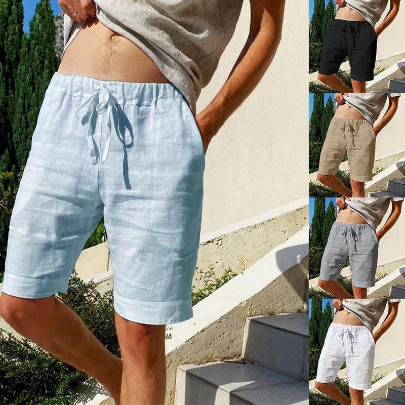 2023 Men's Summer Loose Cotton Linen Breathable Sports Casual Shorts