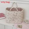 Vintage Velvet Peony Storage Basket With Floral Pattern For Home Organization