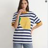 Nuova T-shirt a Maniche Corte a Strisce da Donna Estate Stampa Vintage Scollo a O Oversize Tee Casual Streetwear T-shirt Larghe Top Y2K