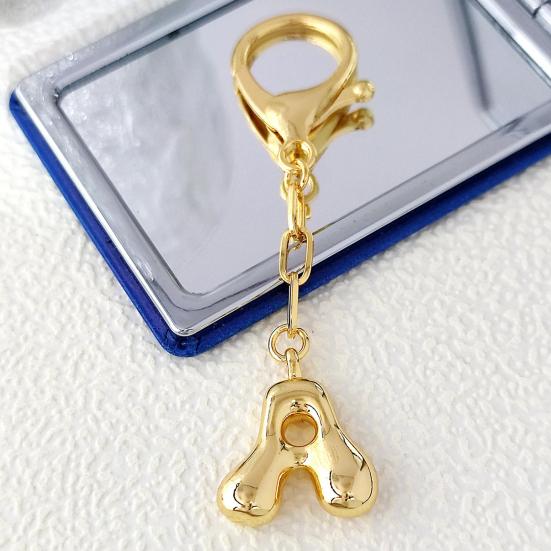 Letter Keychain Mini 3D Alphabet Charm Matte Glossy Golden Plating Key Chain with Lobster Clasp Bags Keys Bracelets Accessories