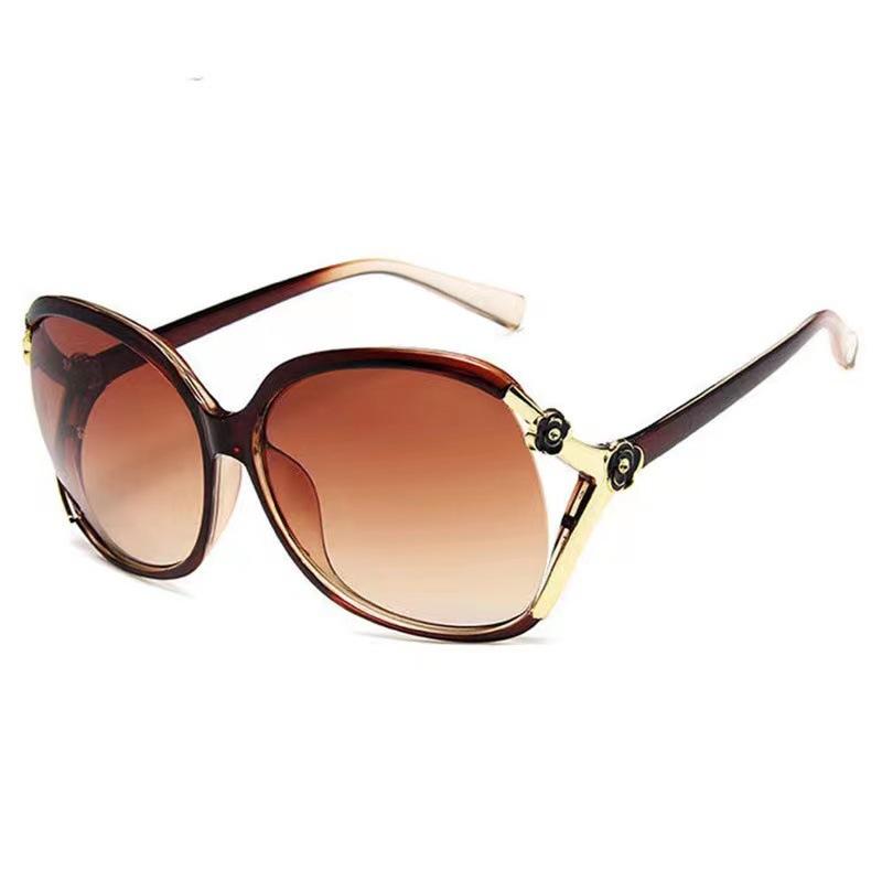 Ladies Sunglasses Camellia Hollow Point Paint Rose Sunglasses Trendy Versatile Large Frame Sunglasses