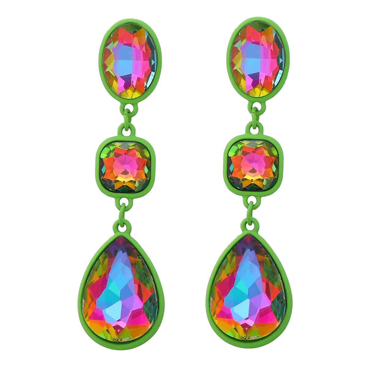

Pinkdudu Fashion Fashion 6 Colour Rhinestone Water Drop Earrings Elegant Creative Multilayer Geometric Earring for Women Jewelry PD1319 різнокольоровий