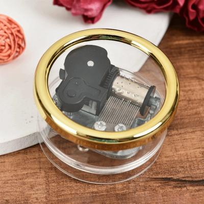 Novelty Acrylic Transparent Mini Music Box Clockwork Spring Random Song Clockwork Music Box Square Dancer Music Box Gift