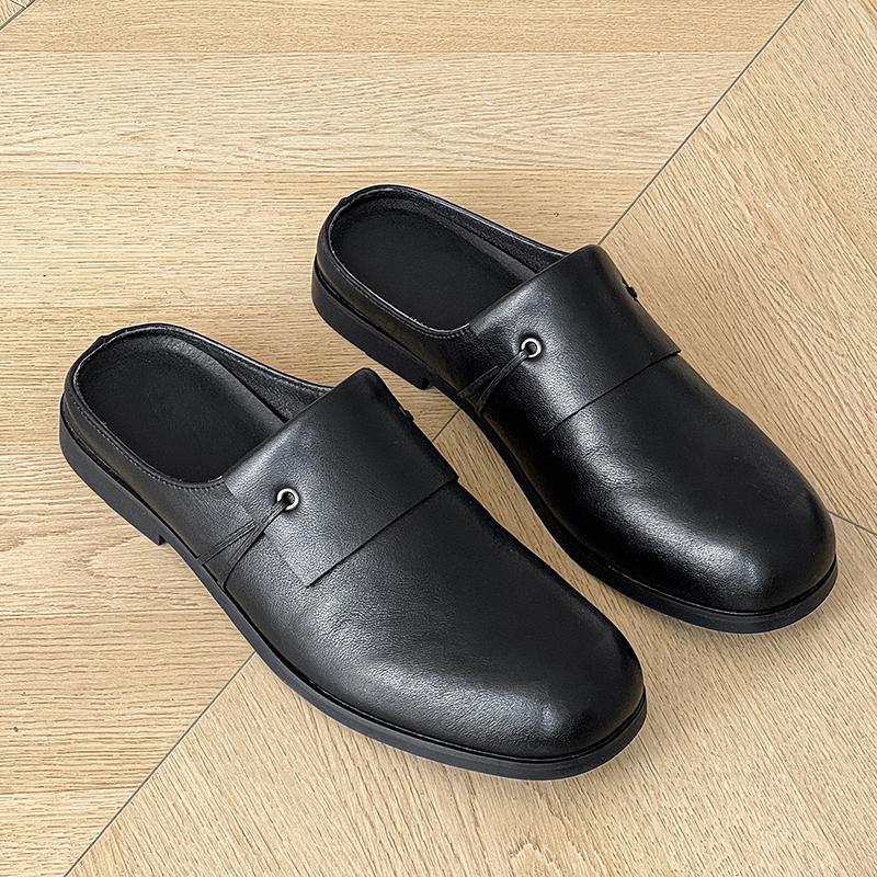 Fashion Breathable Slip On Footwear New Leather Mules Shoes Men's Half Shoes for Man Luxury Brand Slippers Men Designer Casual Shoes