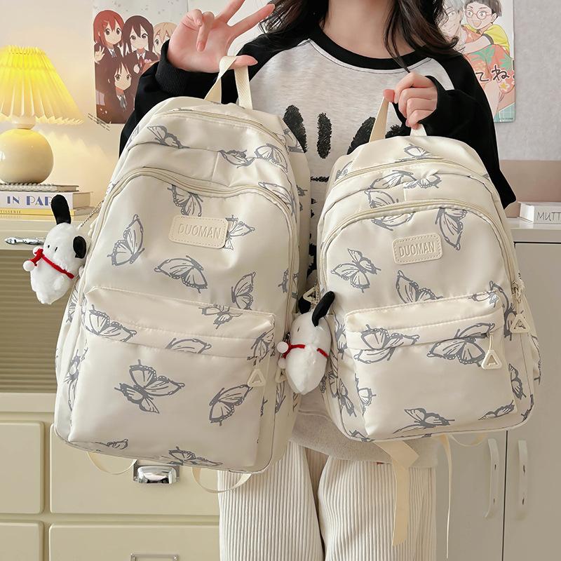 Schoolbag Fashion Backpack New Cute Butterfly Graffiti Printed Backpack Leisure Travel Middle School Student School Bag