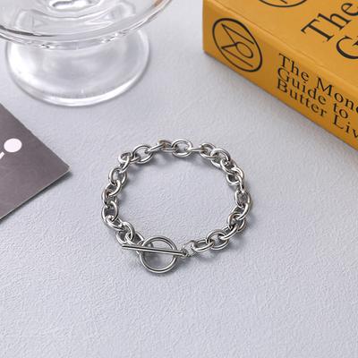 Mighty Punk Hip-hop Interlocking and Angular O-shaped Trendy Men's and Women's One Button Bracelet