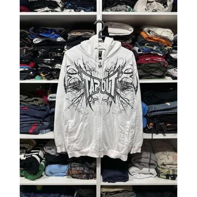 Vintage Frühling und Herbst Ästhetik 3D Gedruckter Gothic Mode Reißverschluss Hoodie Hip Hop Sportbekleidung Lässiger Pullover